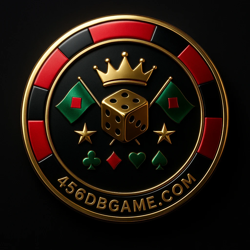 456db লোগোসহ সোনালি গেমিং প্ল্যাটফর্ম আইটেমসমূহ—চিপ, মুকুট, পাশা, তারা, বাংলাদেশের পতাকা ও কার্ড-চিহ্ন